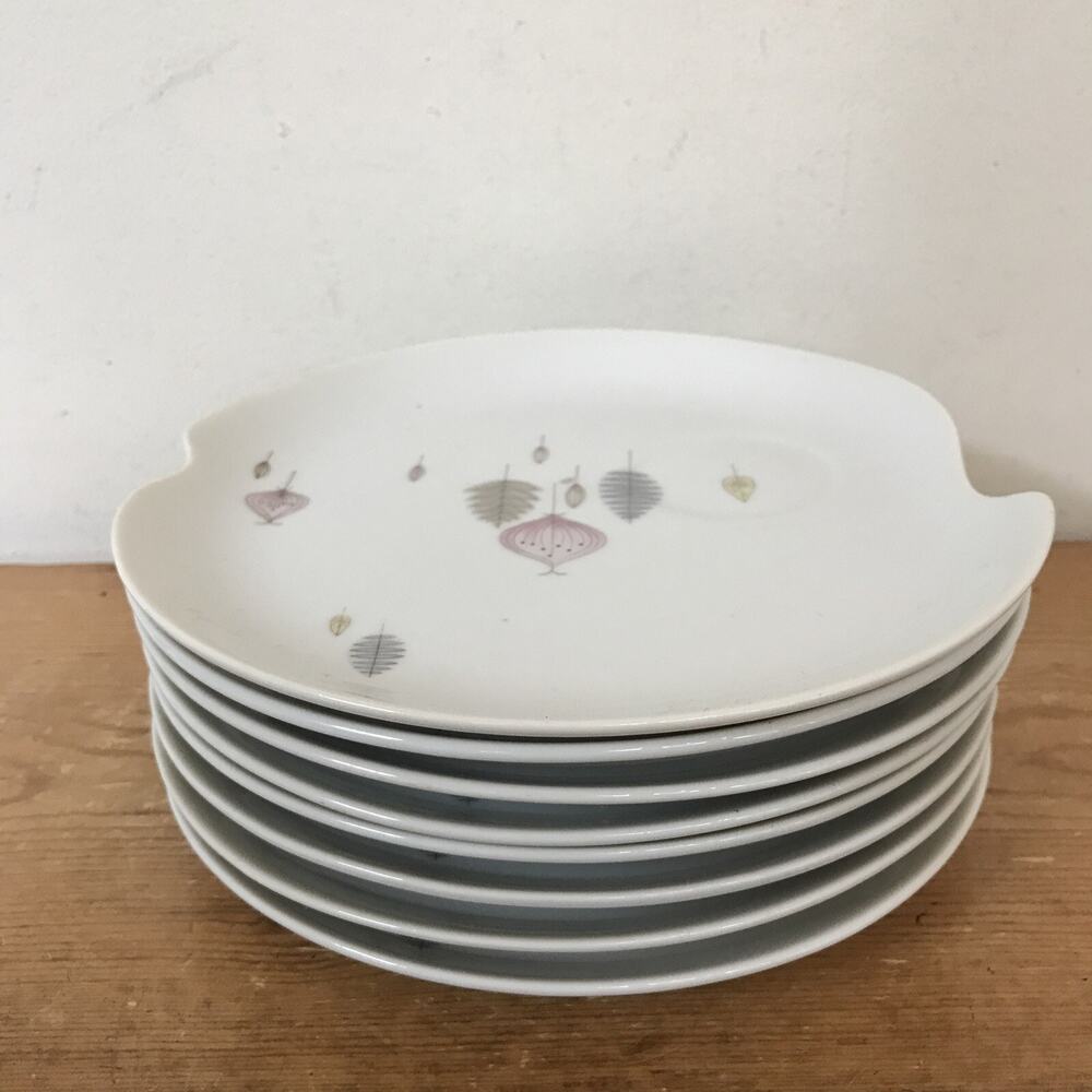 Set 8 Vtg Mid Century Summit Fine China Porcelain Japan SUM2 Snack Tea Plates